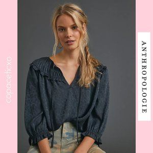 NWT Anthropologie Southwark Shirred Ruffle Top